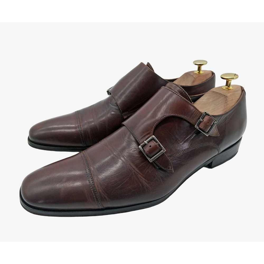 To Boot New York Shoes Mens Size 10.5 Brown Leather Double Monk Strap Made Italy